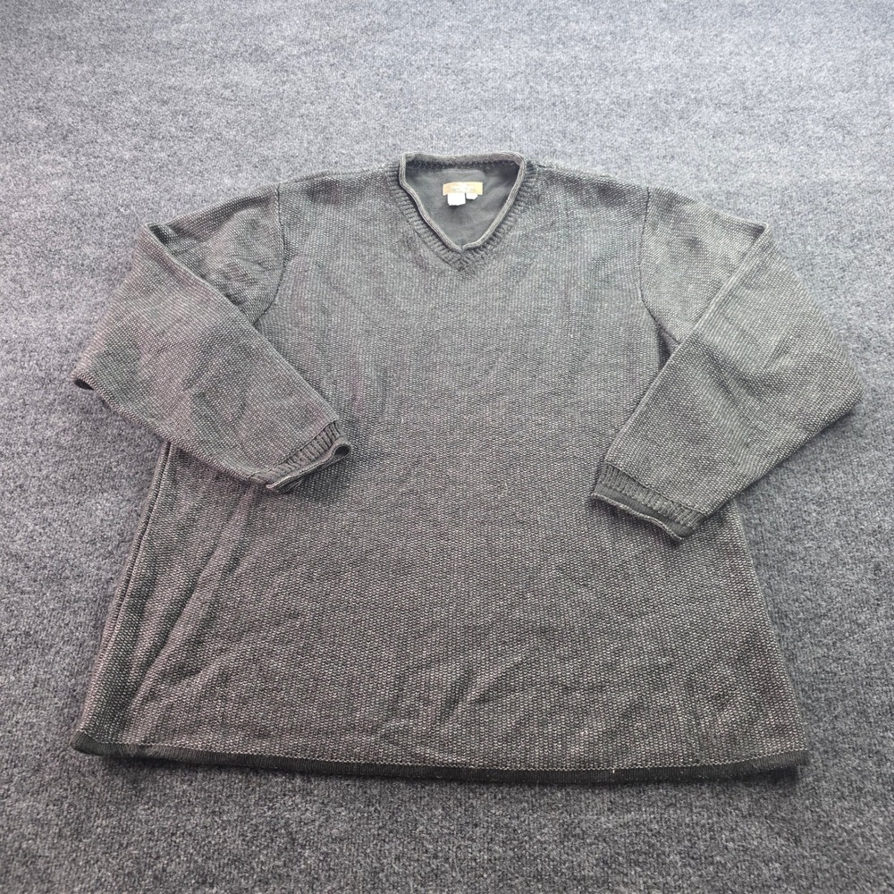 The Territory Ahead Sweater XL Gray V-Neck Textured Cotton Blend Knit Pullover M - Picture 2 of 8